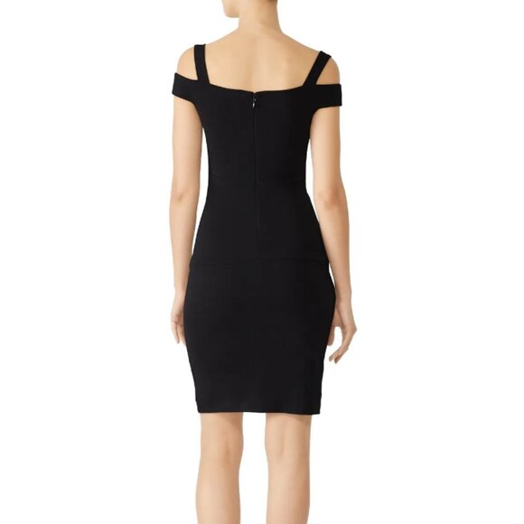 Nicole Miller Structured Cold Shoulder Dress Black size 6 - Picture 2 of 10